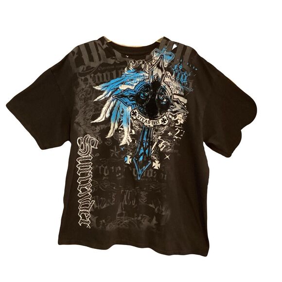 Y2K Urban Legends Cyber Grunge T Shirt 2XL Wings Mall Goth Affliction Style - Picture 1 of 10